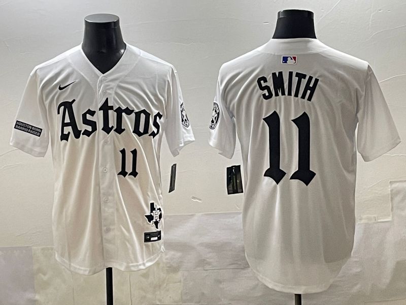 Men 2025 Houston Astros #11 Smith White Five generations Joint Name Nike MLB Jersey style 45
